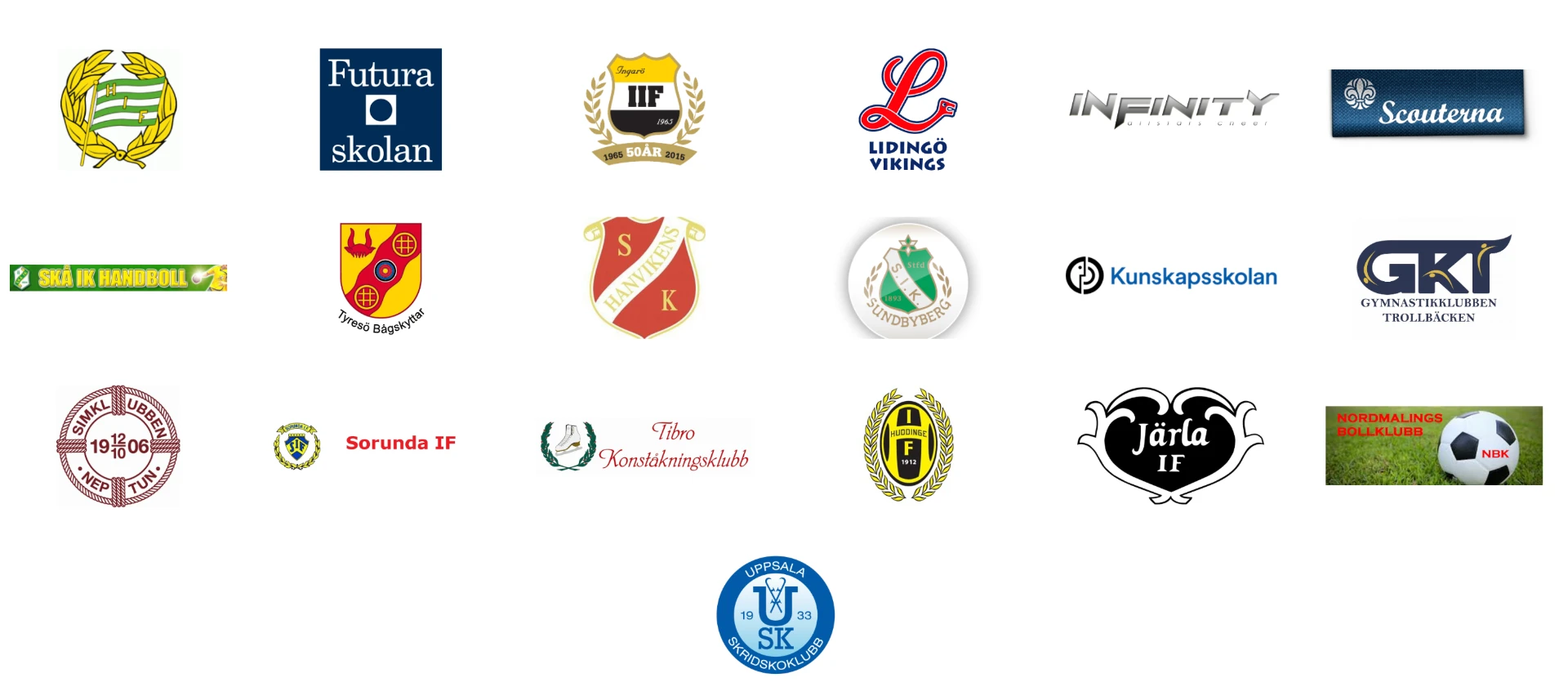 Logotyper för föreningar och skolor som har använt Mixboxen
